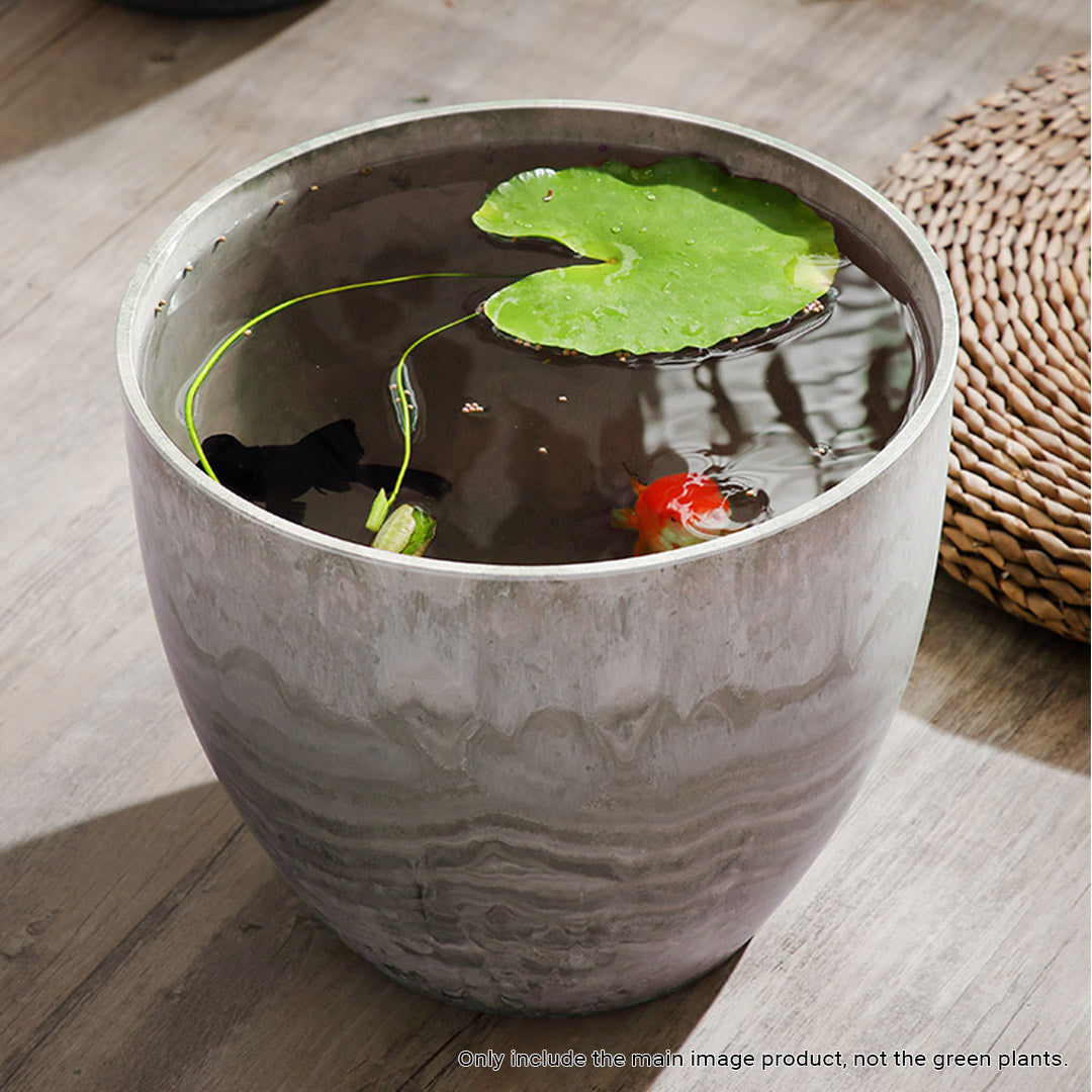 27cm Rock Grey Round Resin Planter