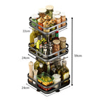 3 Tier Black Square Multi-Function Kitchen Seasoning Organiser Shelf