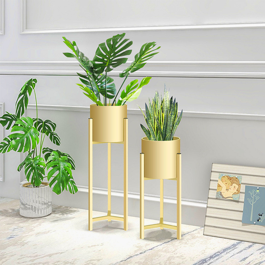 75CM Reversible Gold Metal Plant Pots Holders Rack