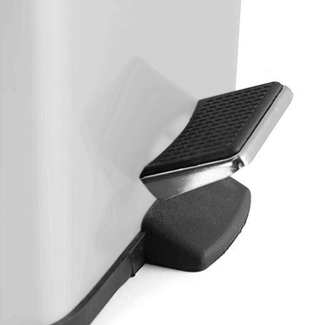 Foot Pedal Stainless Steel Trash Bin Square 6L White