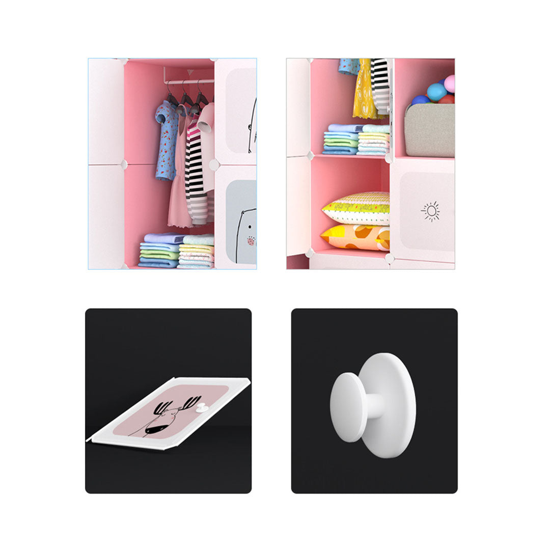 6 Cubes Pink Portable Wardrobe