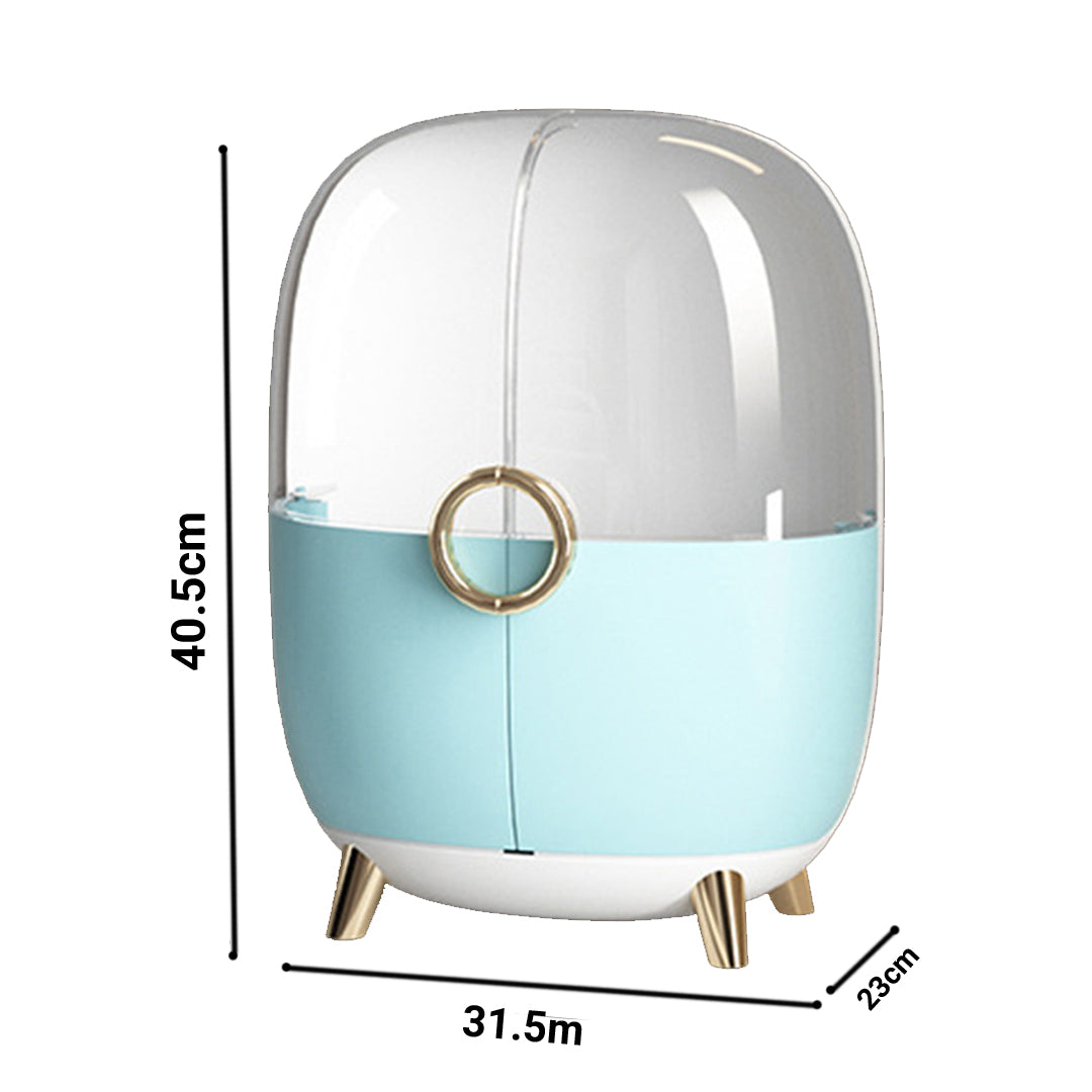 Blue Transparent Countertop Cosmetic Storage