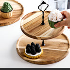 15cm 2 Tier  Brown Round Wooden Acacia board