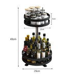 2 Tier Black Round Multi-Function Kitchen Seasoning Organiser Shelf