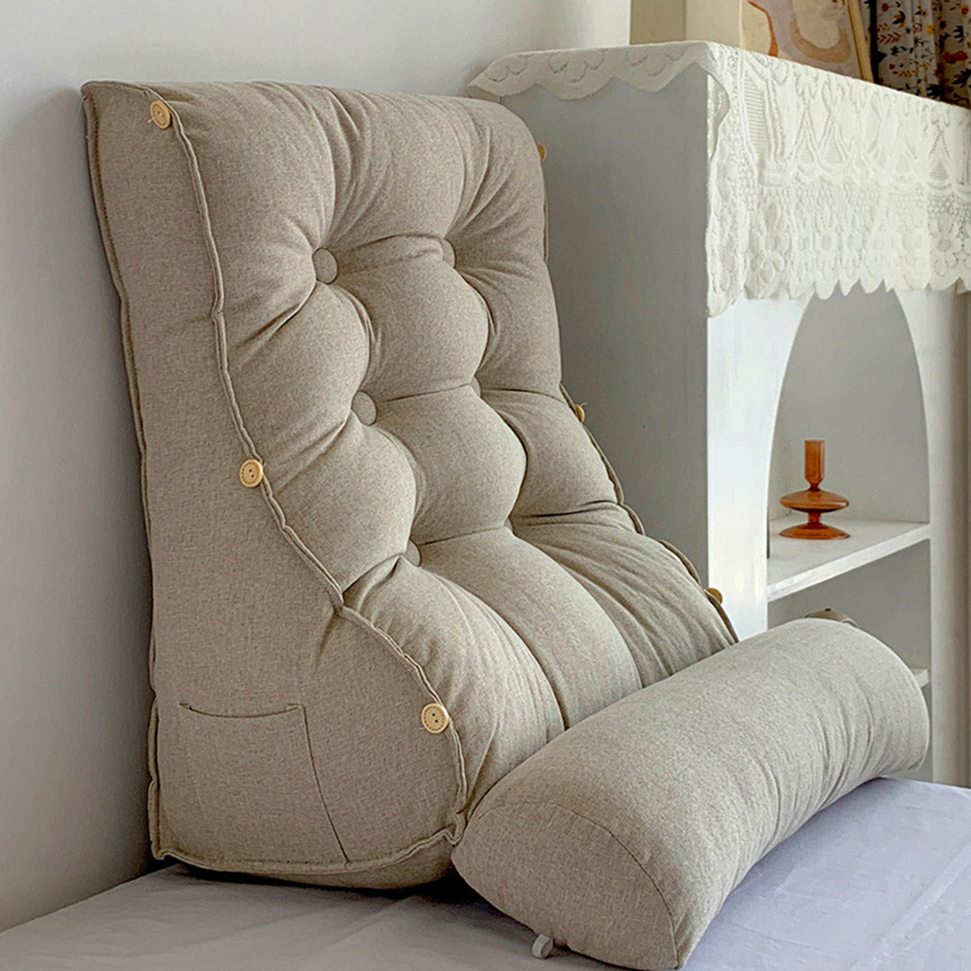 45cm White Wedge Lumbar Pillow