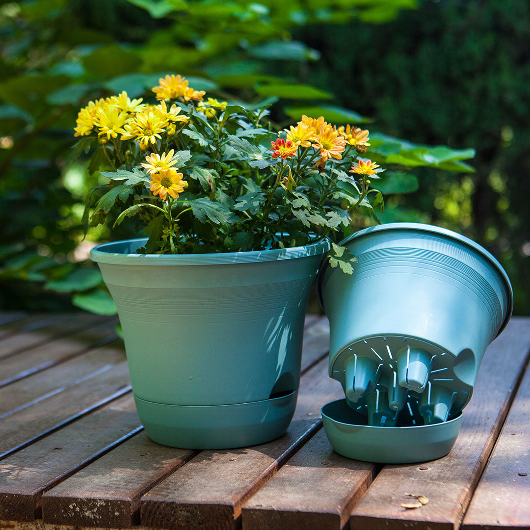 Blue Plastic Plant Self Watering Indoor Outdoor Plant Pot Set of 3