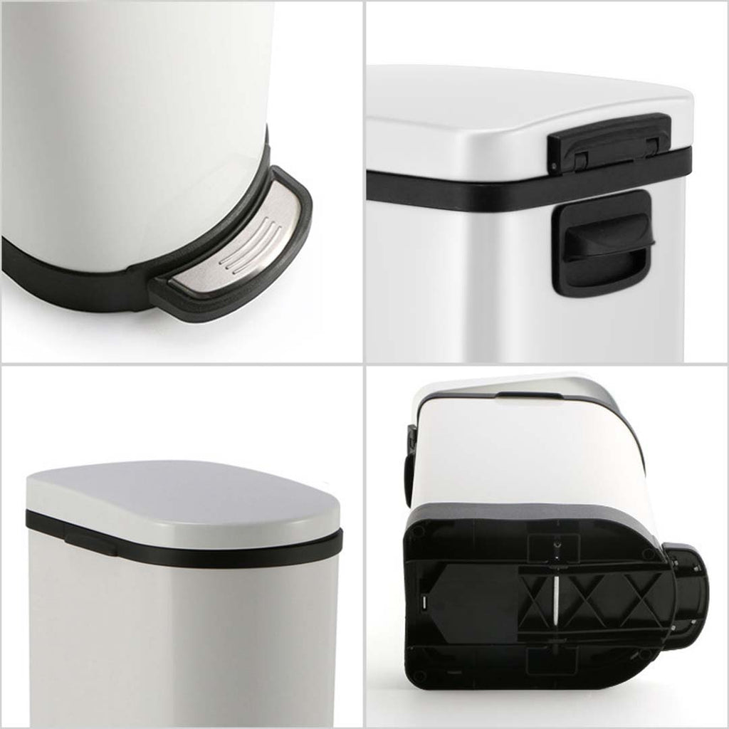 Foot Pedal Stainless Steel Trash Bin 10L U White