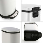 Foot Pedal Stainless Steel Trash Bin 10L U White