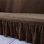 Coffee Colored 2- Seater Sofa Cover with Ruffled Skirt