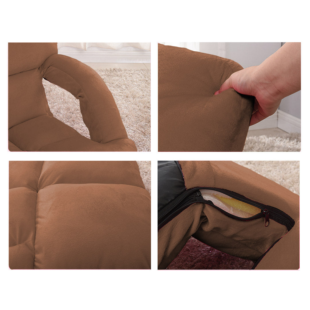 Foldable Floor Recliner Lazy Chair with Armrest Coffee