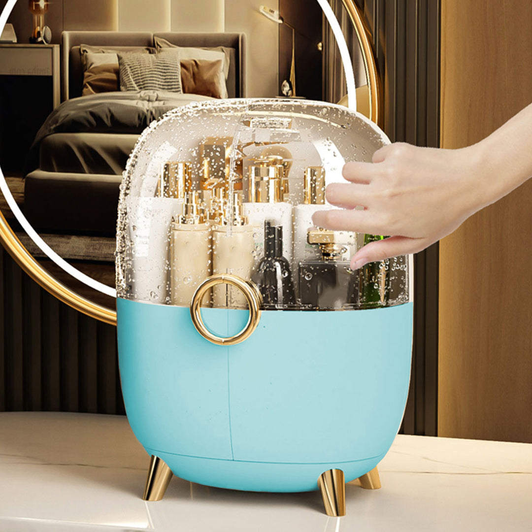Blue Transparent Countertop Cosmetic Storage