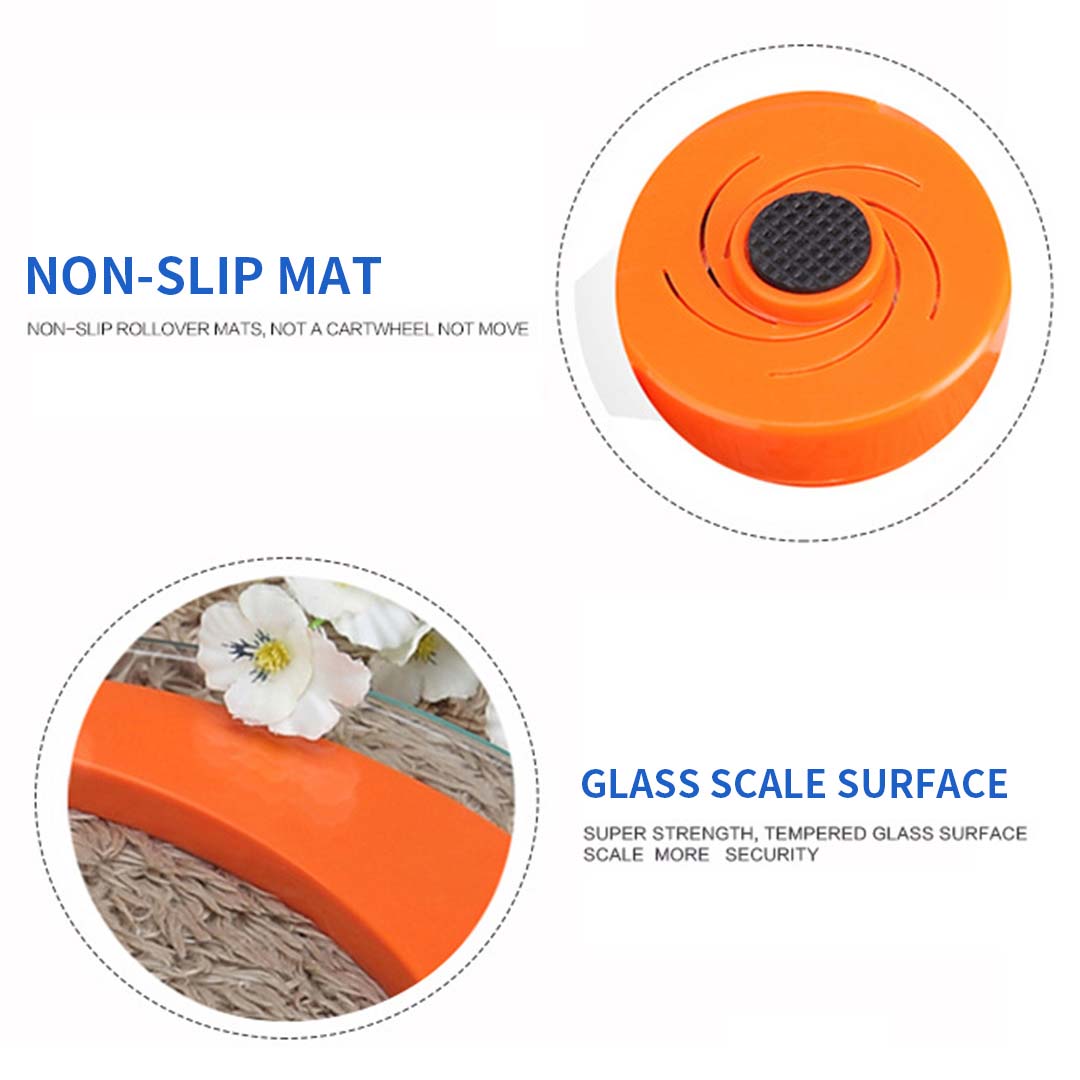 180kg Digital Glass LCD Scales Round Orange
