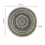 Black Carpet Soft Linen Bohemian Non-Slip Round Rug