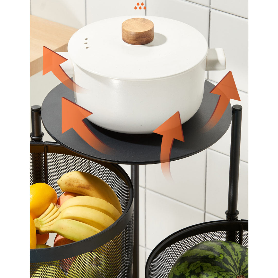 5 Tier Steel Round Rotating Kitchen Cart
