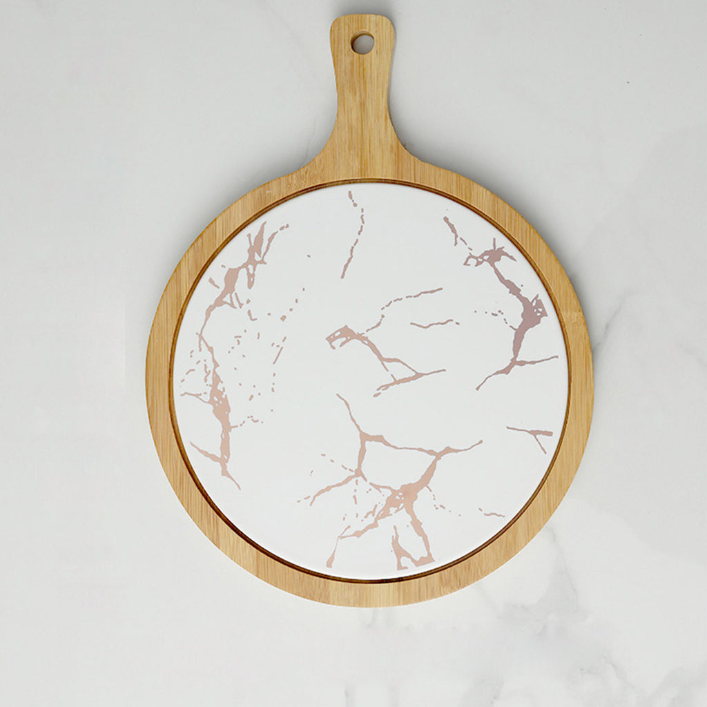 30cm White Circle Wooden Serving Tray