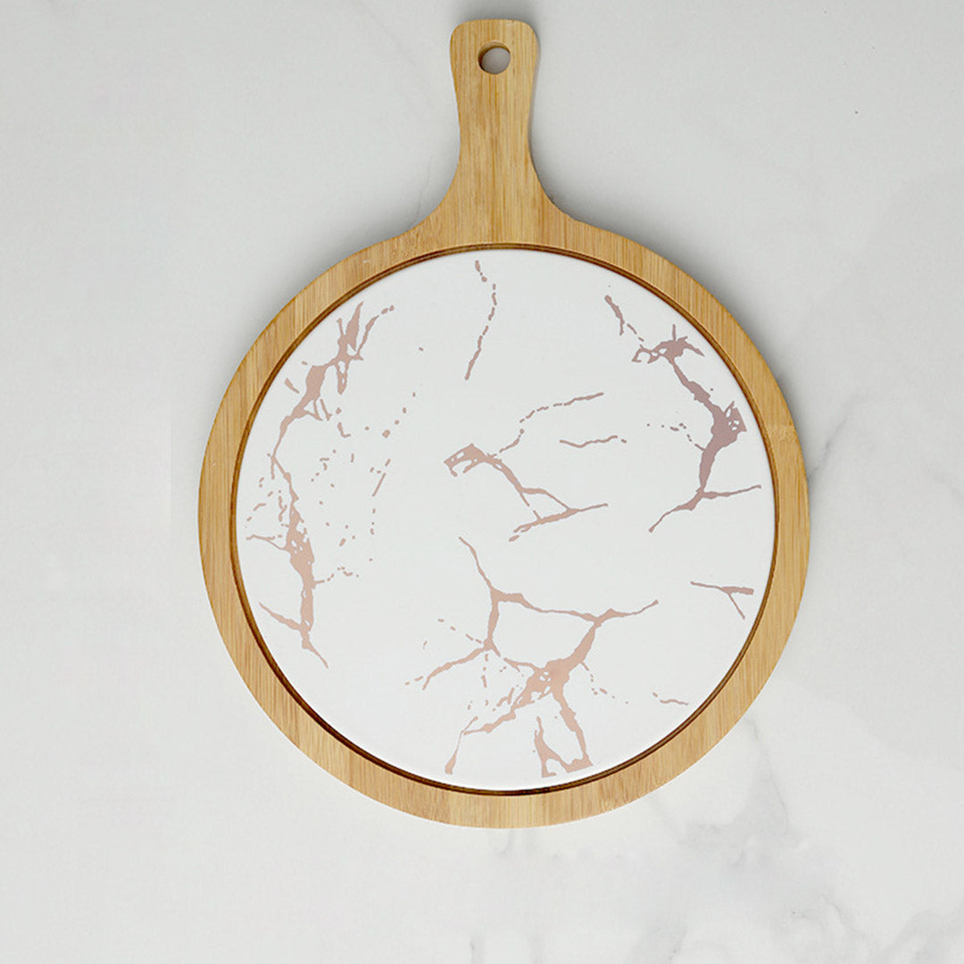 30cm White Circle Wooden Serving Tray