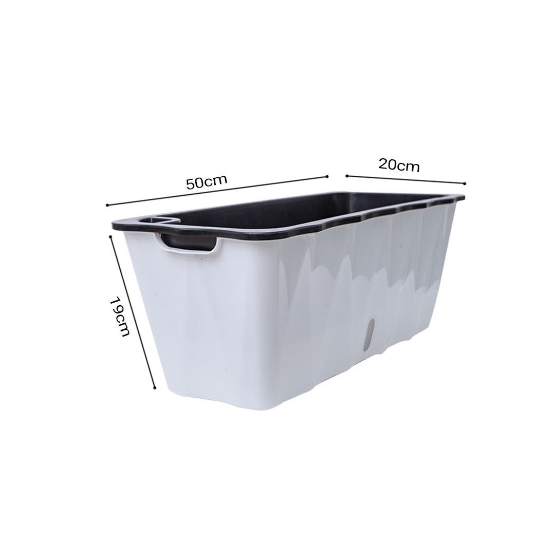 White Rectangular Flowerpot Vegetable Herb Planters Box Large