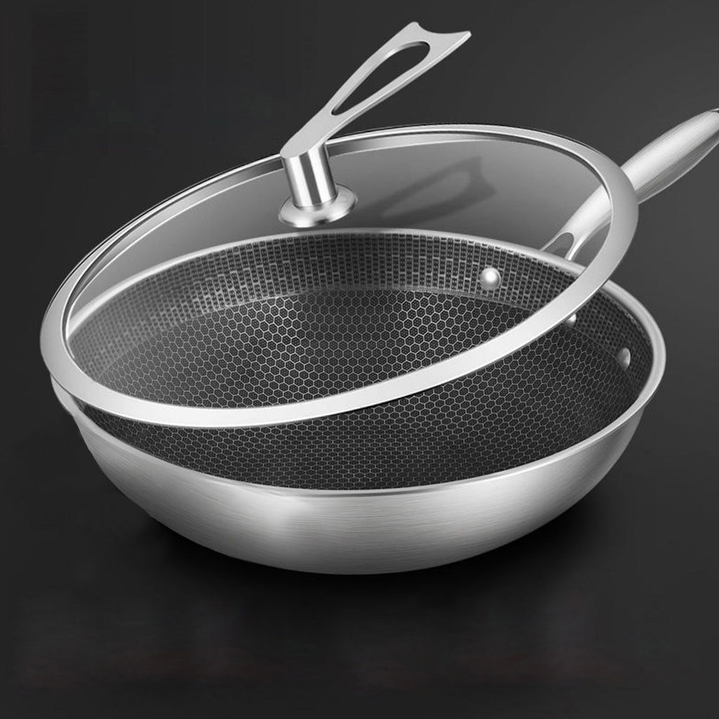 32cm Stainless Steel Frying Pan with Glass Lid