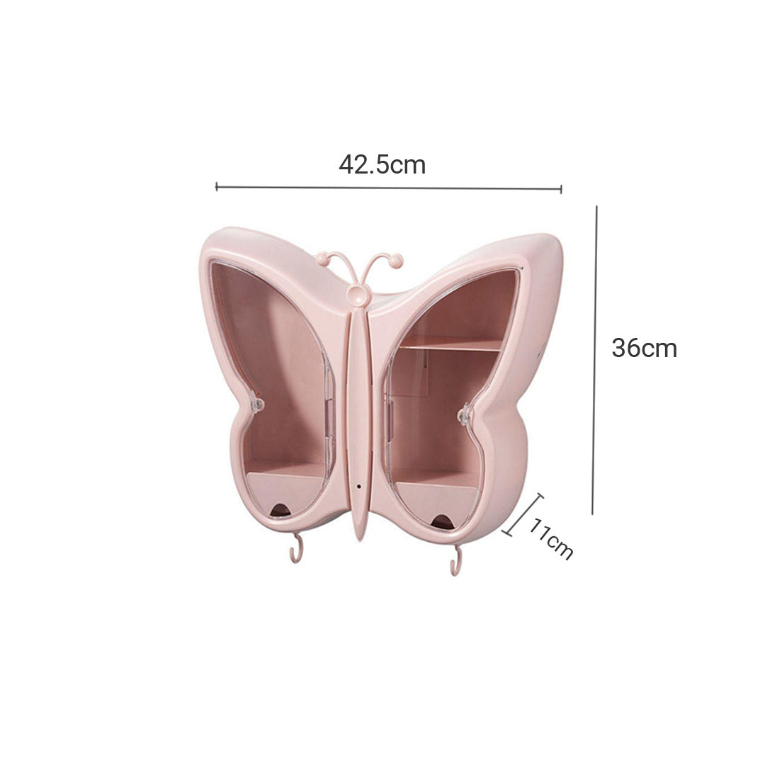 Pink Butterfly Shape Wall-Mounted Makeup Organiser