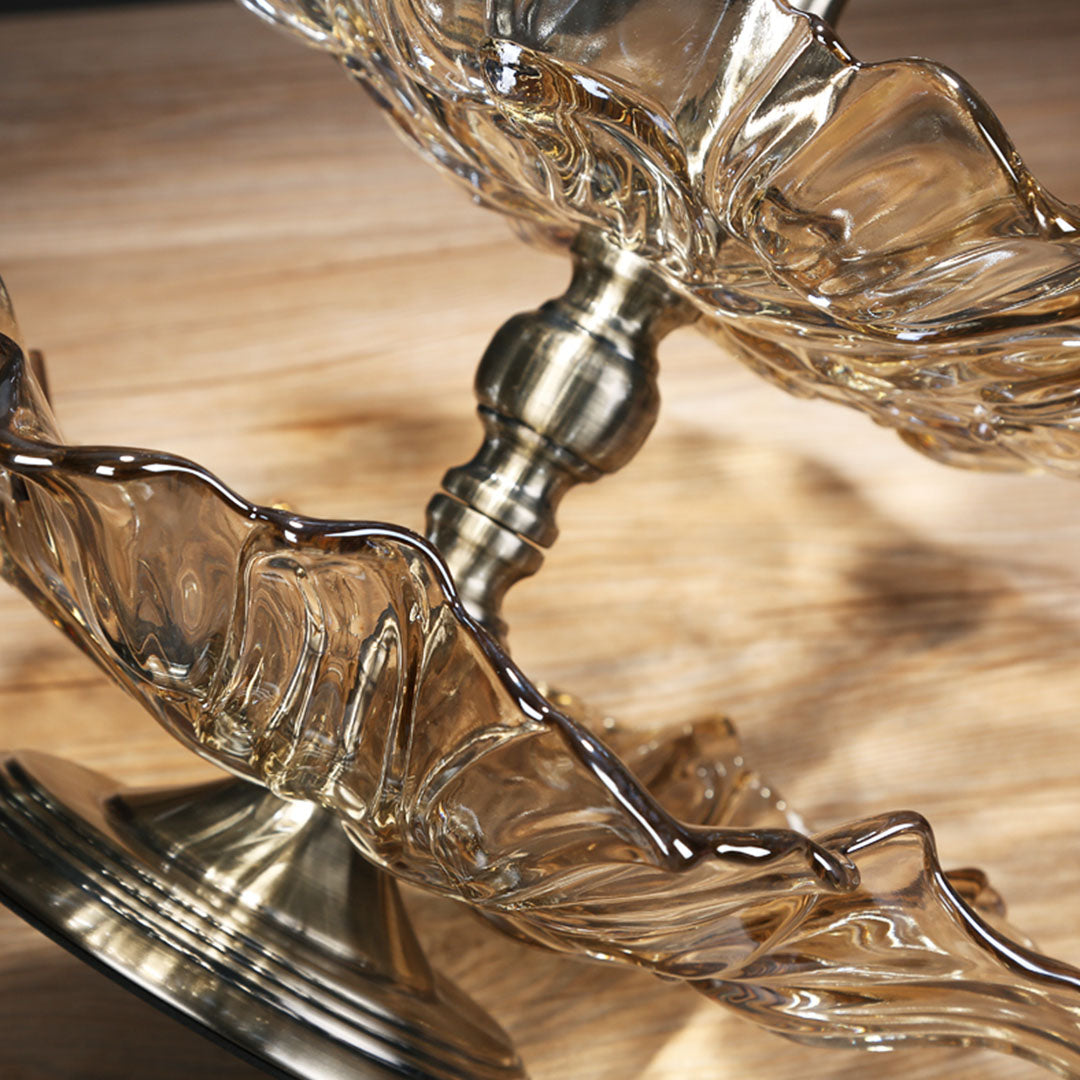 2 Tier Crystal Glass Fruit Bowl