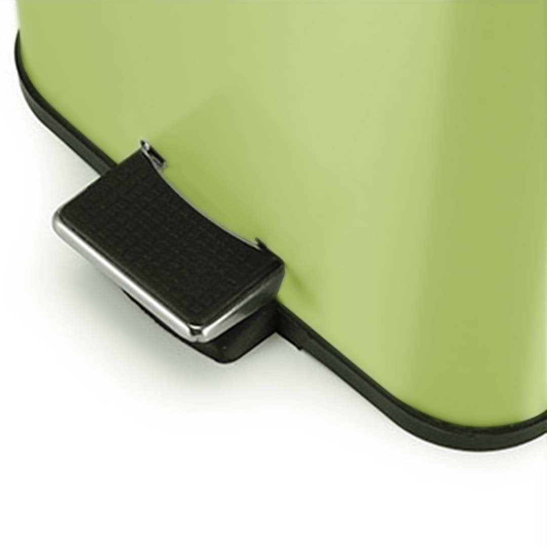 Foot Pedal Stainless Steel Trash Bin Square 6L Green