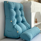 60cm Blue Wedge Lumbar Pillow