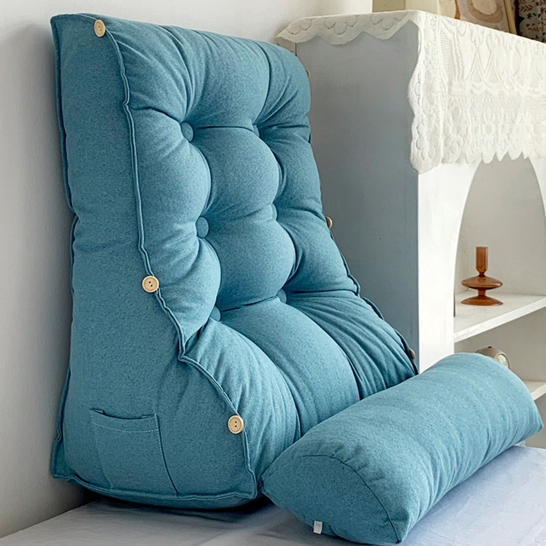 60cm Blue Wedge Lumbar Pillow