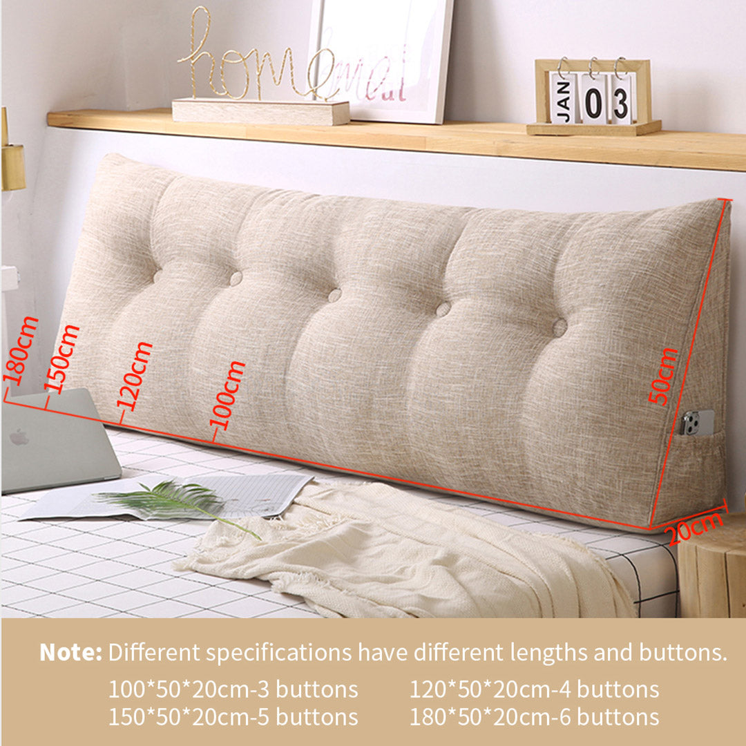180cm Beige Wedge Bed Cushion