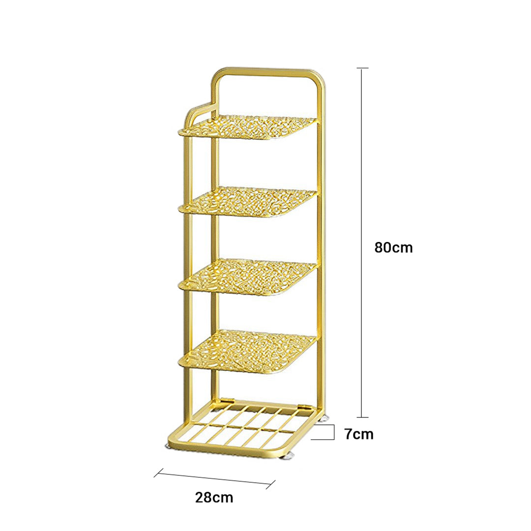 5 Tier Gold Plated Metal Shoe Rack Organiser