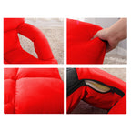 Foldable Floor Recliner Lazy Chair with Armrest Red