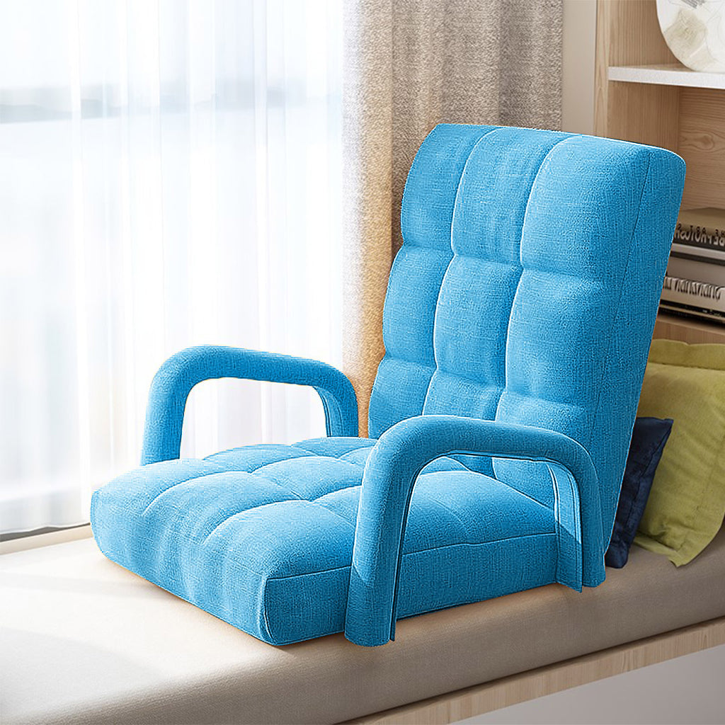 Floor Recliner Lazy Chair with Armrest Blue