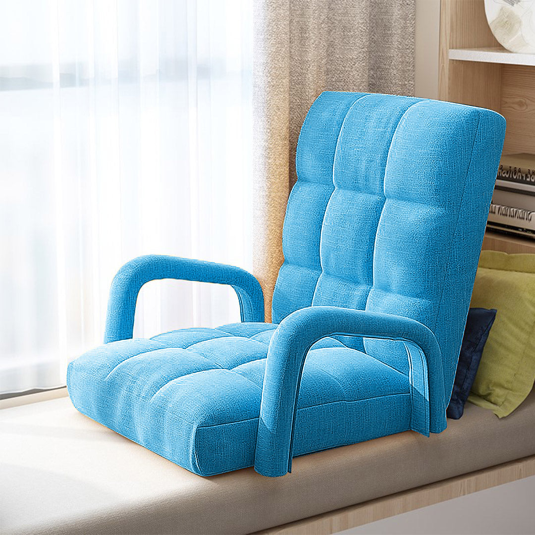 Floor Recliner Lazy Chair with Armrest Blue