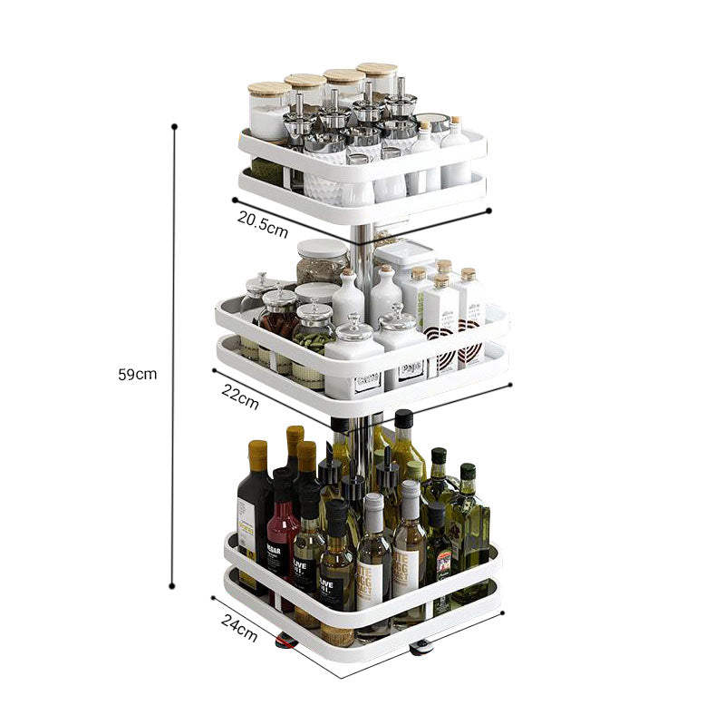 3 Tier White Square Multi-Function Kitchen Seasoning Organiser Shelf