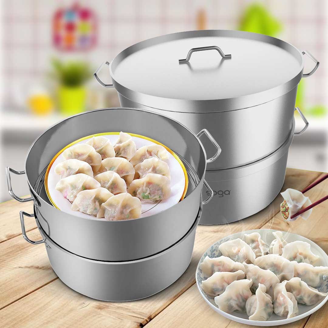 2 Tier Commercial 304 Stainless Steel Steamer 28*18cm