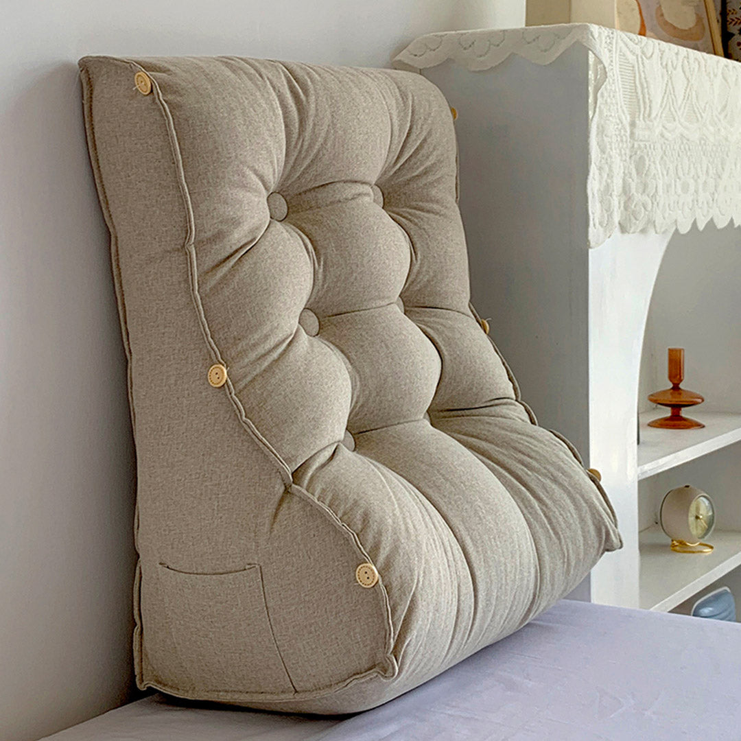 60cm White Wedge Lumbar Pillow