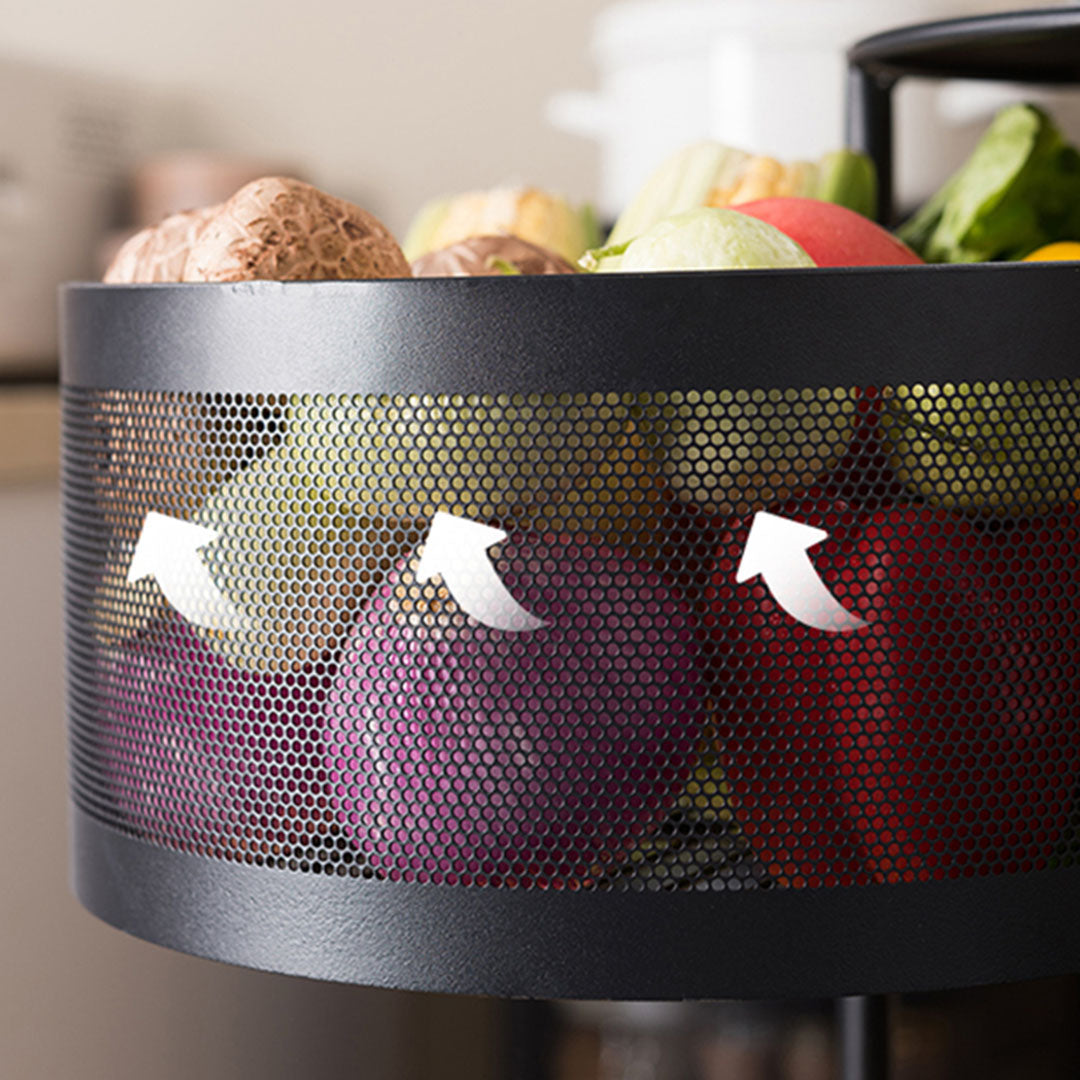 2 Tier Steel Round Rotating Kitchen Cart