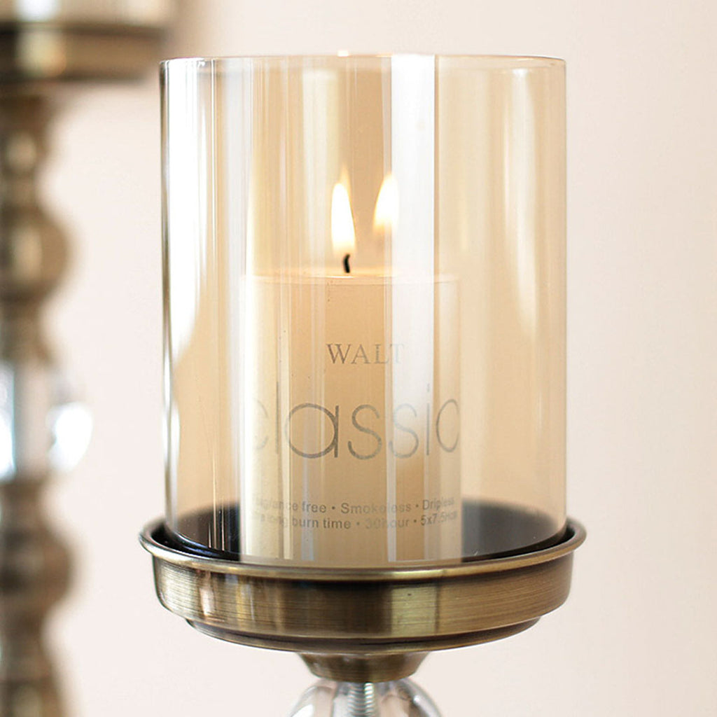 43.3cm Glass Candle Holder Iron Metal