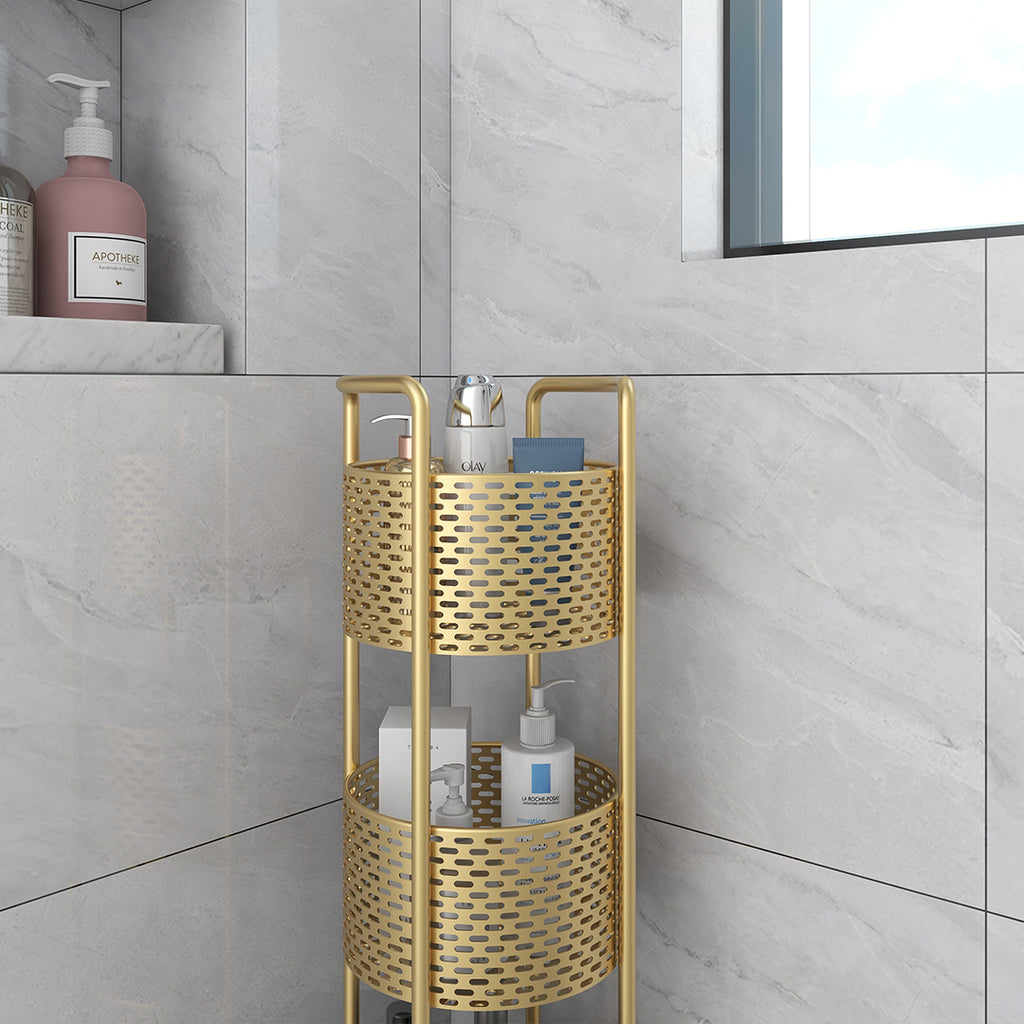 3 Tier Bathroom Shelf Multifunctional Display Rack with Wheels