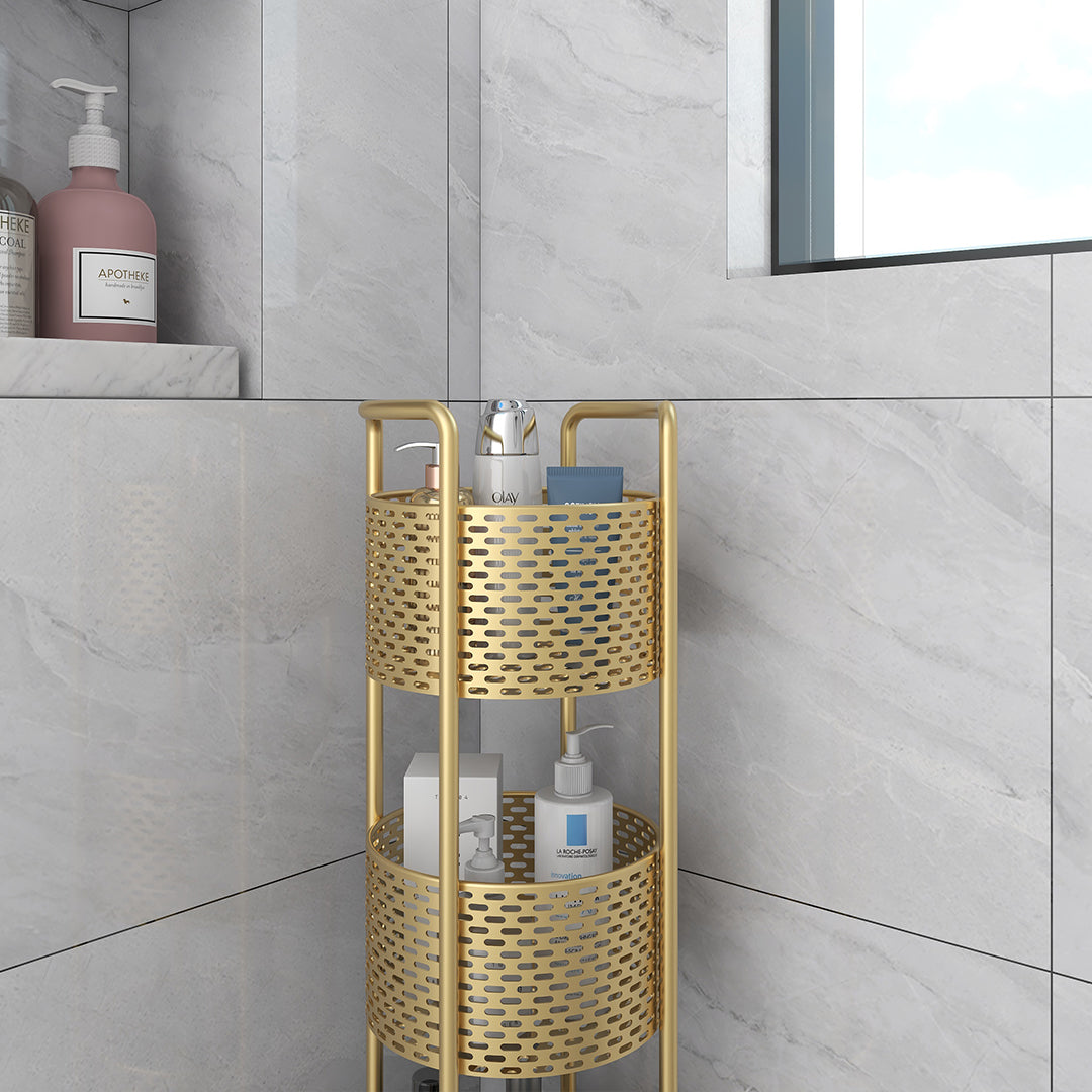 3 Tier Bathroom Shelf Multifunctional Display Rack with Wheels