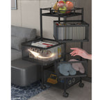 4 Tier Steel Square Rotating Kitchen Cart