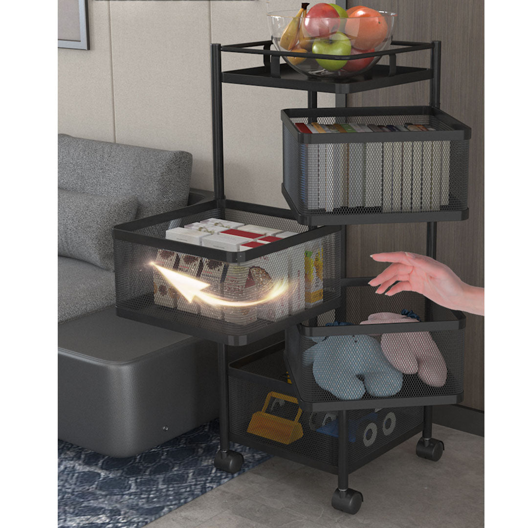 4 Tier Steel Square Rotating Kitchen Cart