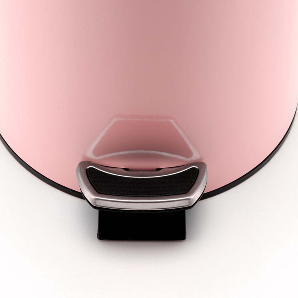 Foot Pedal Stainless Steel Trash Bin Round 7L Pink