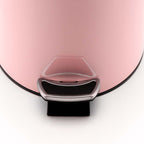 Foot Pedal Stainless Steel Trash Bin Round 7L Pink