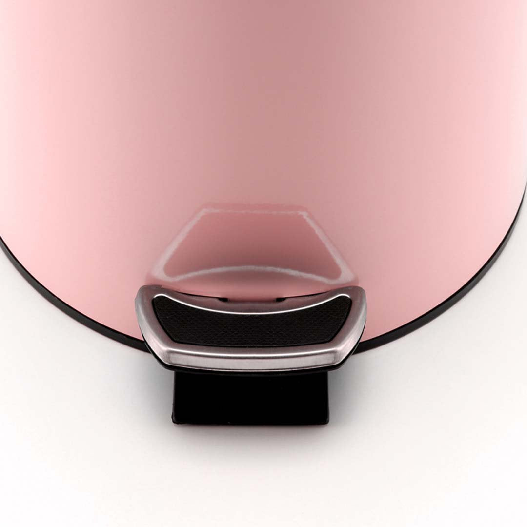 Foot Pedal Stainless Steel Trash Bin Round 7L Pink
