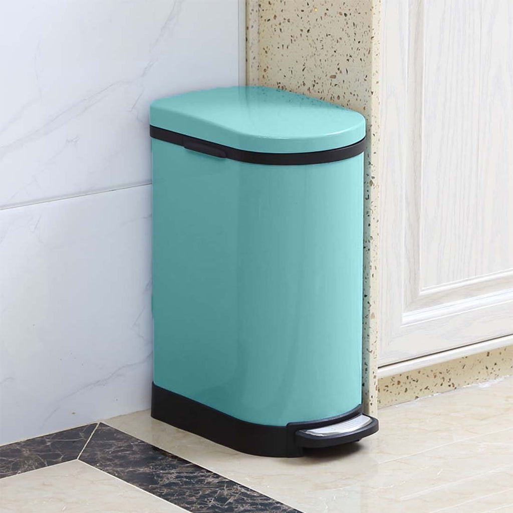 Foot Pedal Stainless Steel Trash Bin 10L U Blue