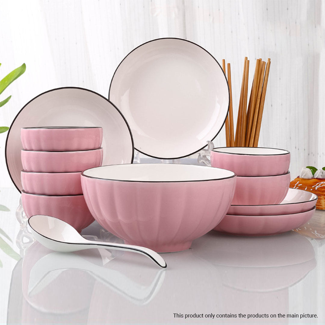 Pink Ceramic Dinnerware Set of 8