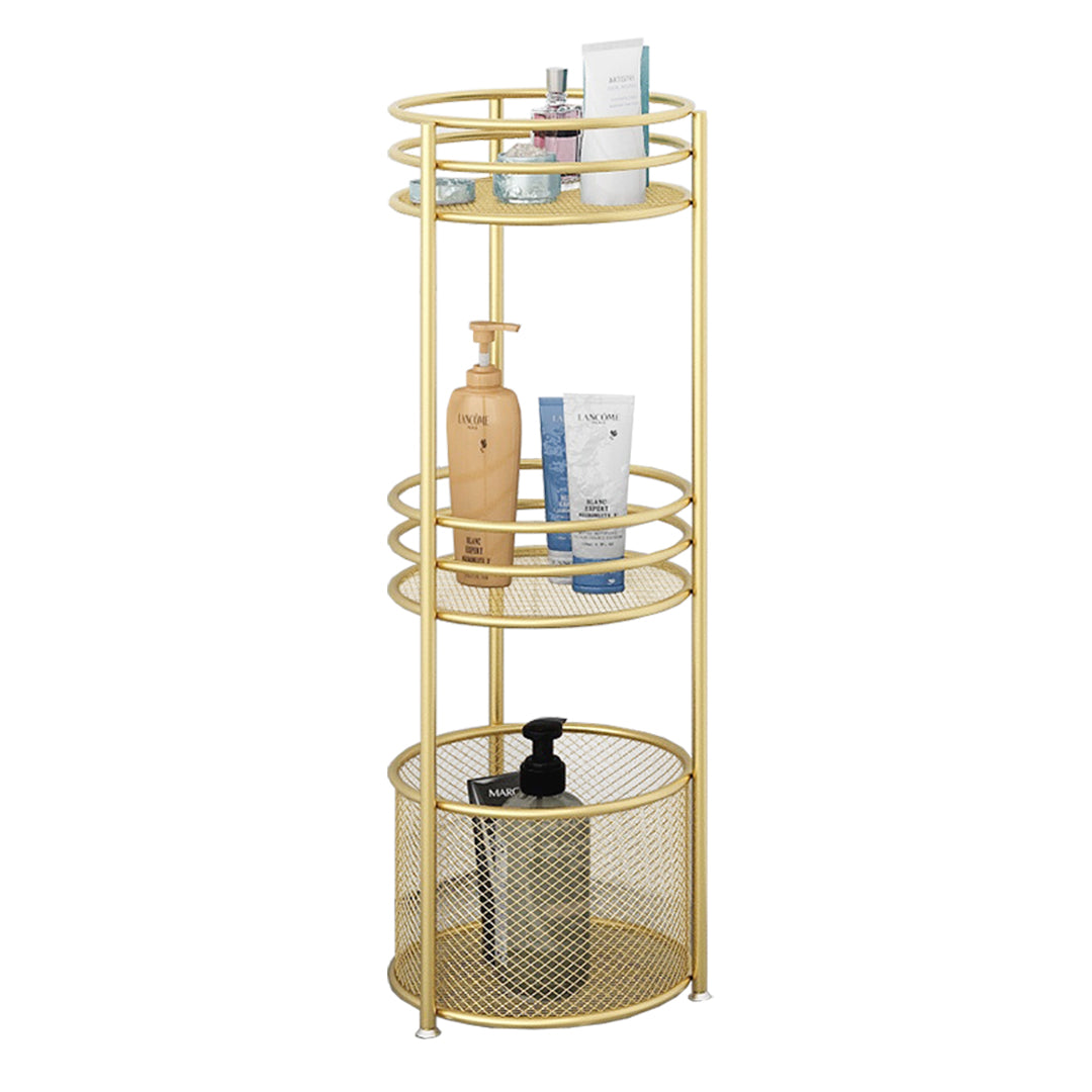 3 Tier Freestanding Storage Shelf Multifunctional Display Rack with Basket