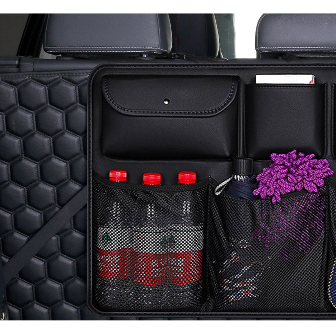 High Quality Leather Car Back Seat Organizer Interior Accessories Black