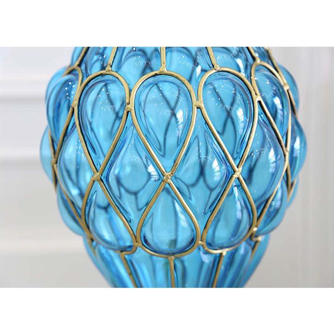 67cm Purple Glass Floor Vase with Metal Stand