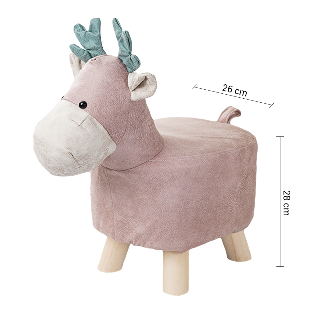 Pink Kids Ottoman Stool Deer Character Bench Seat